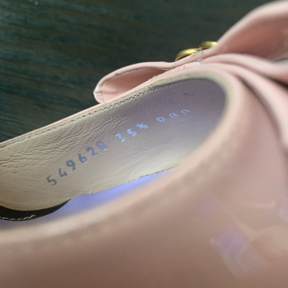 GUCCI Patent Crystal GG Bow Sadie Spike Ankle Strap d'Orsay Platform High Heel P - Picture 6 of 14